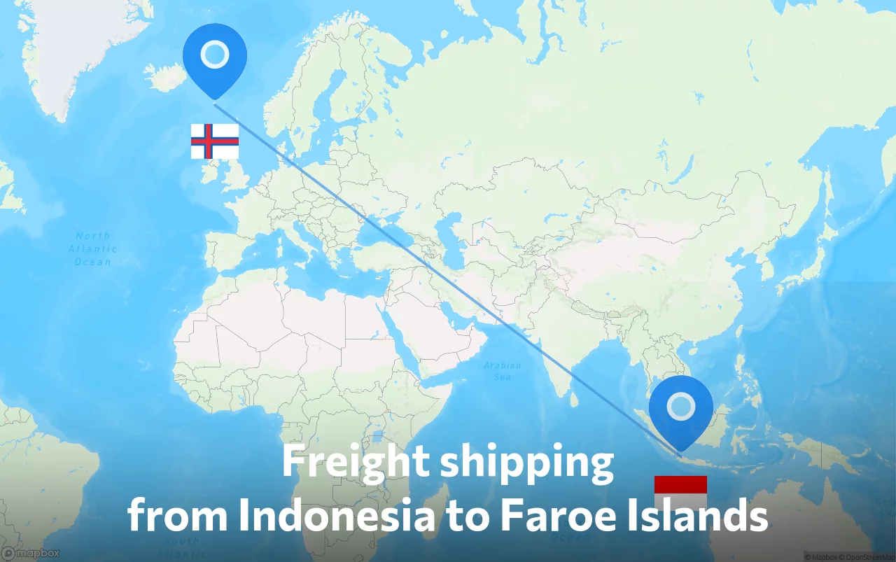 Shipping route from Indonesia to Faroe Islands
