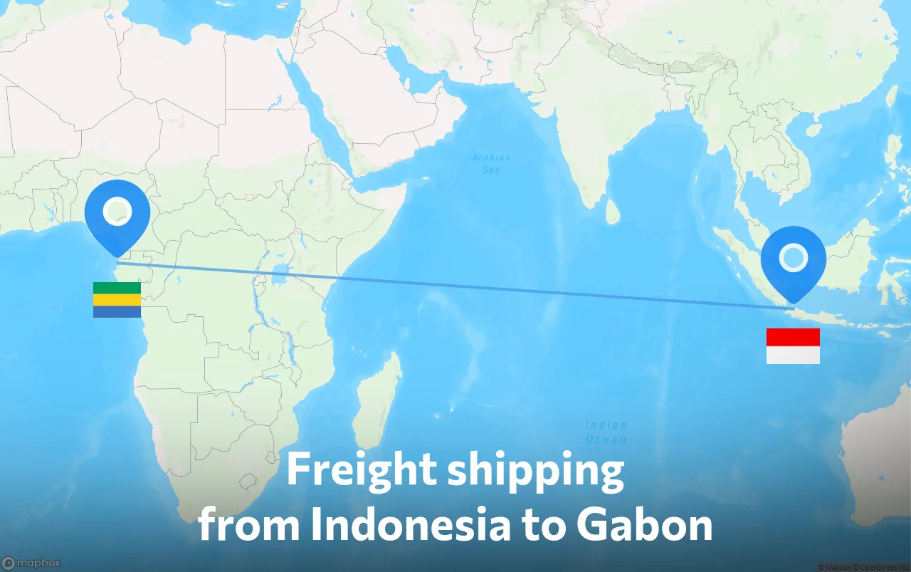 Shipping route from Indonesia to Gabon