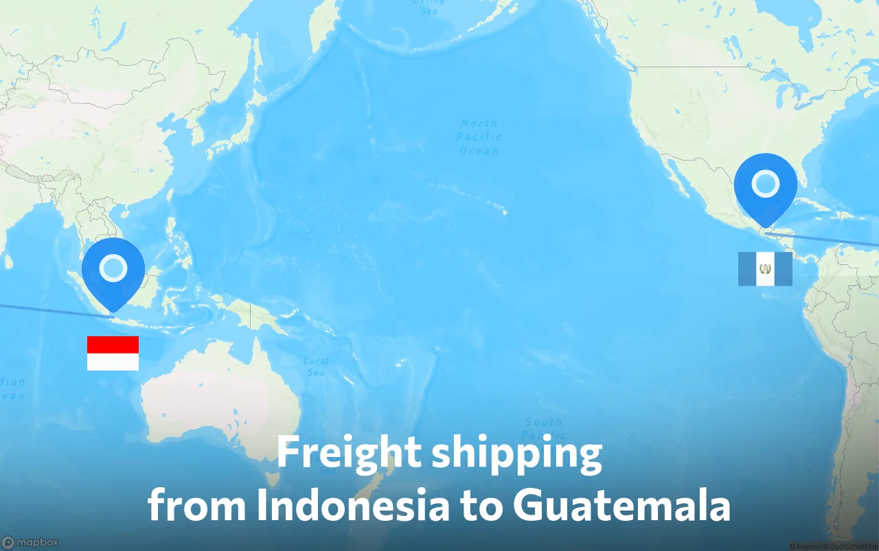 Shipping route from Indonesia to Guatemala