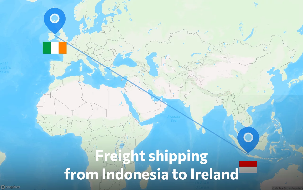 Shipping route from Indonesia to Ireland