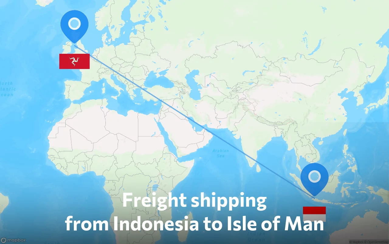 Shipping route from Indonesia to Isle of Man