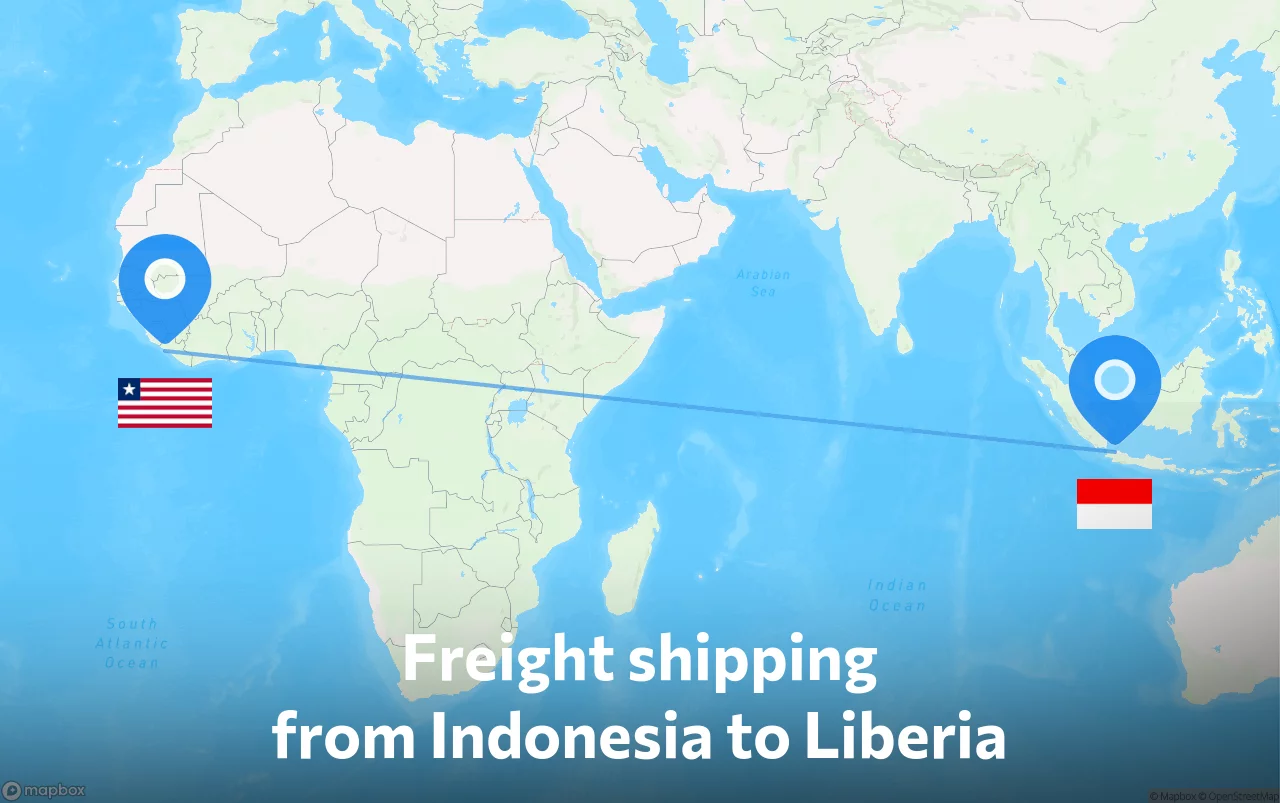 Shipping route from Indonesia to Liberia