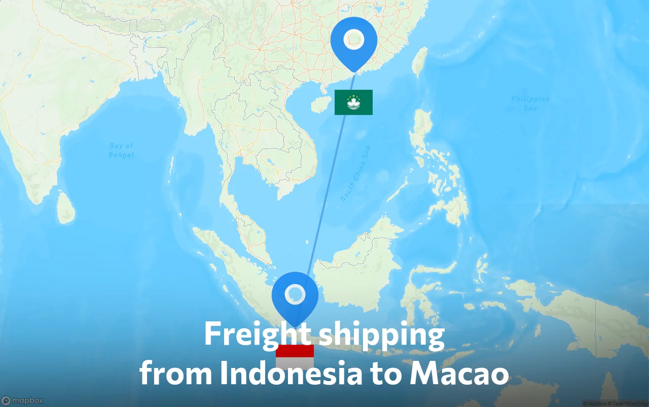 Shipping route from Indonesia to Macao