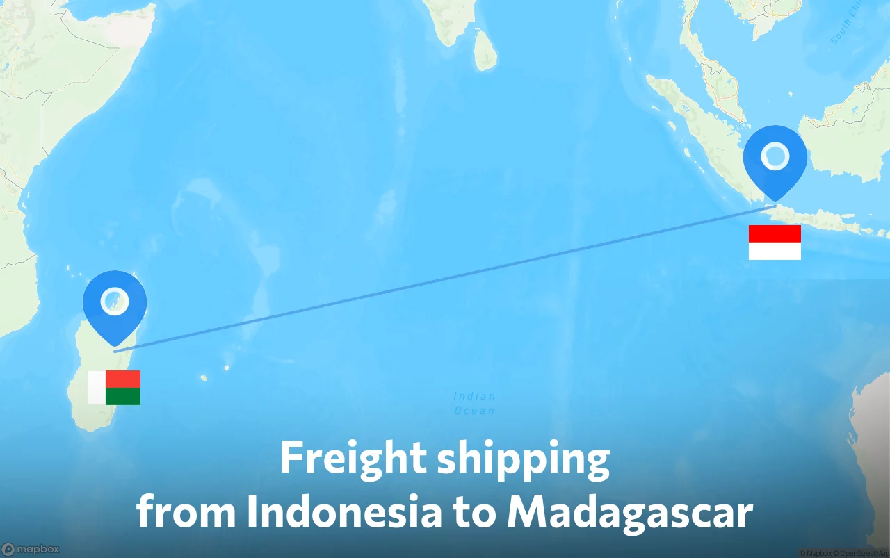 Shipping route from Indonesia to Madagascar