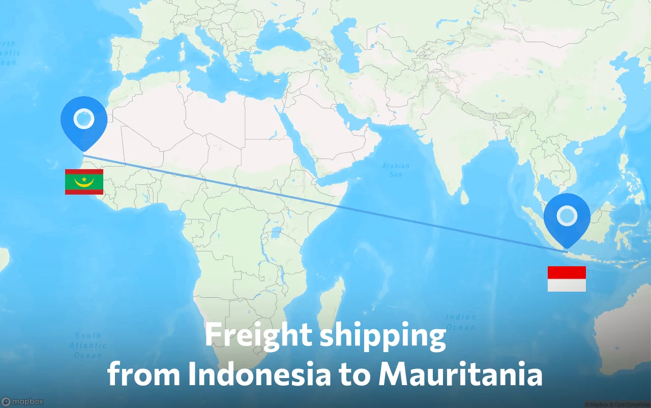 Shipping route from Indonesia to Mauritania