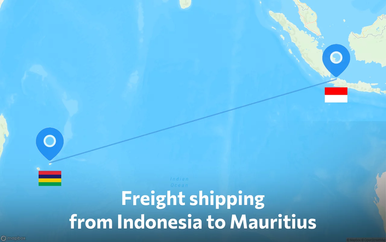 Shipping route from Indonesia to Mauritius