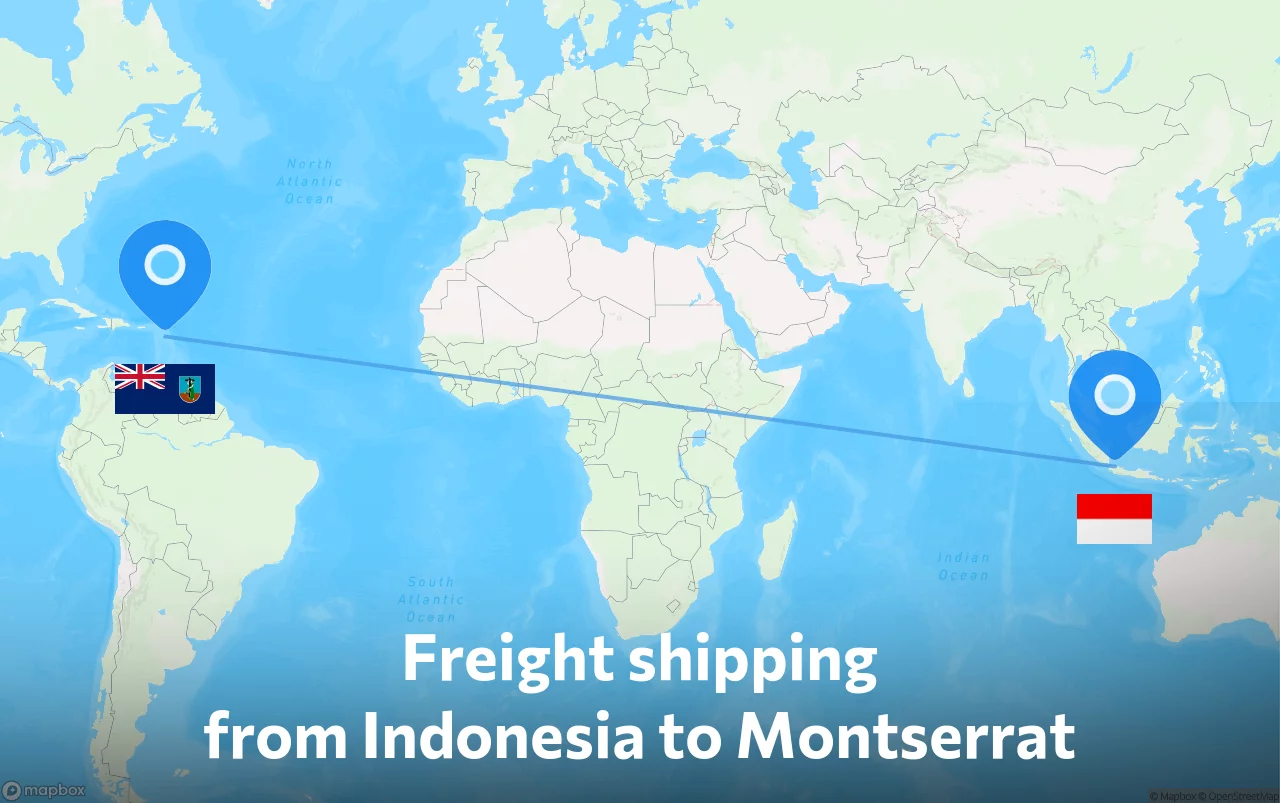 Shipping route from Indonesia to Montserrat