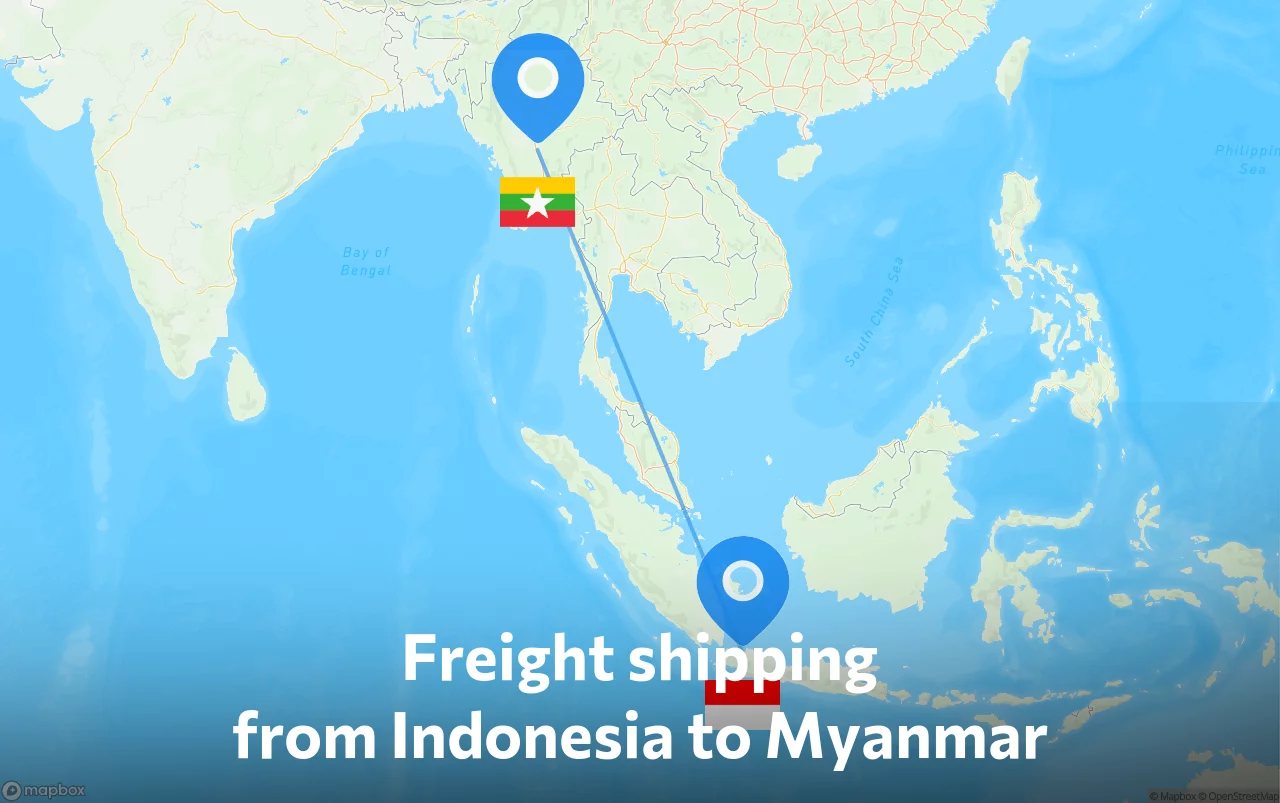 Shipping route from Indonesia to Myanmar