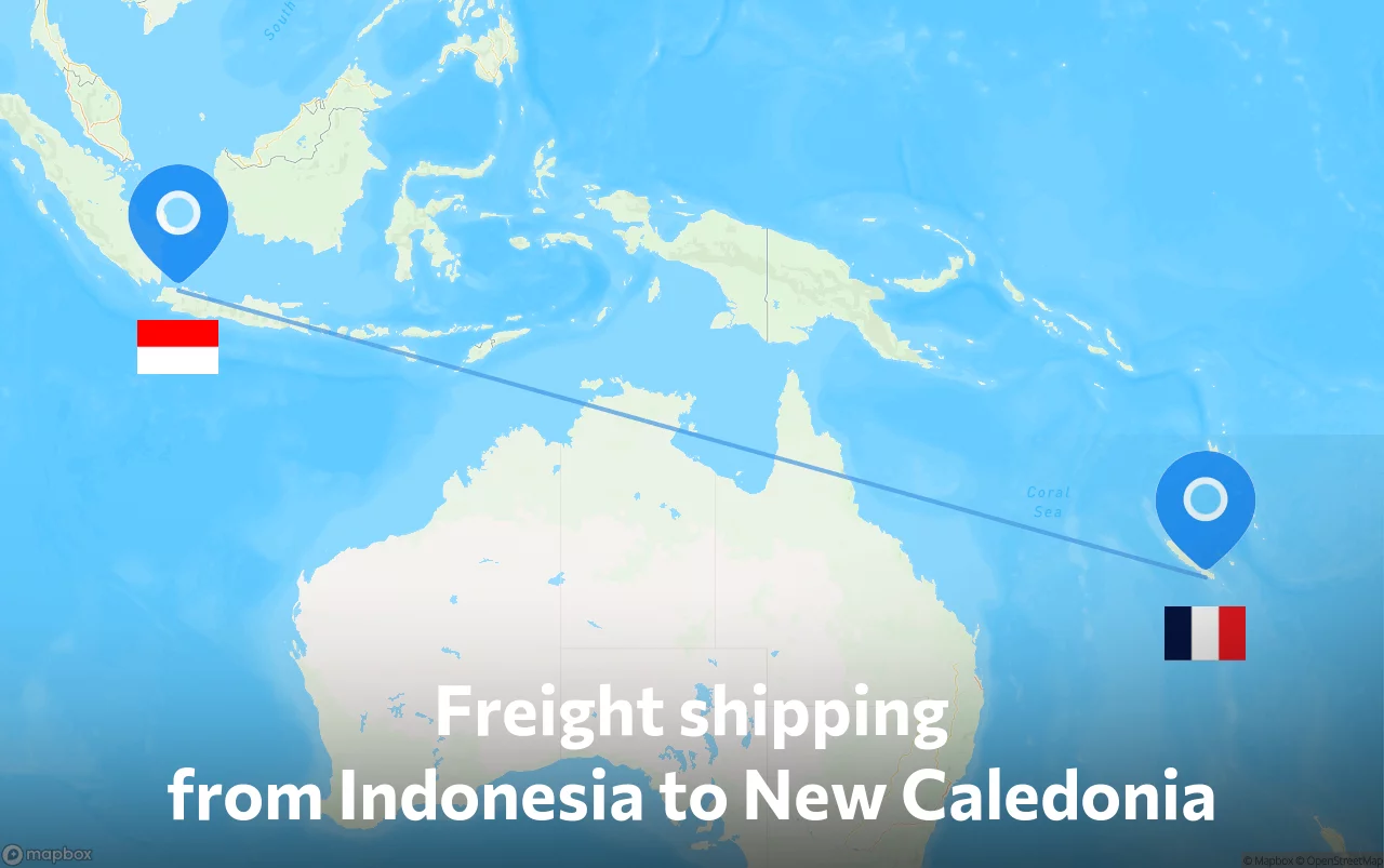Shipping route from Indonesia to New Caledonia