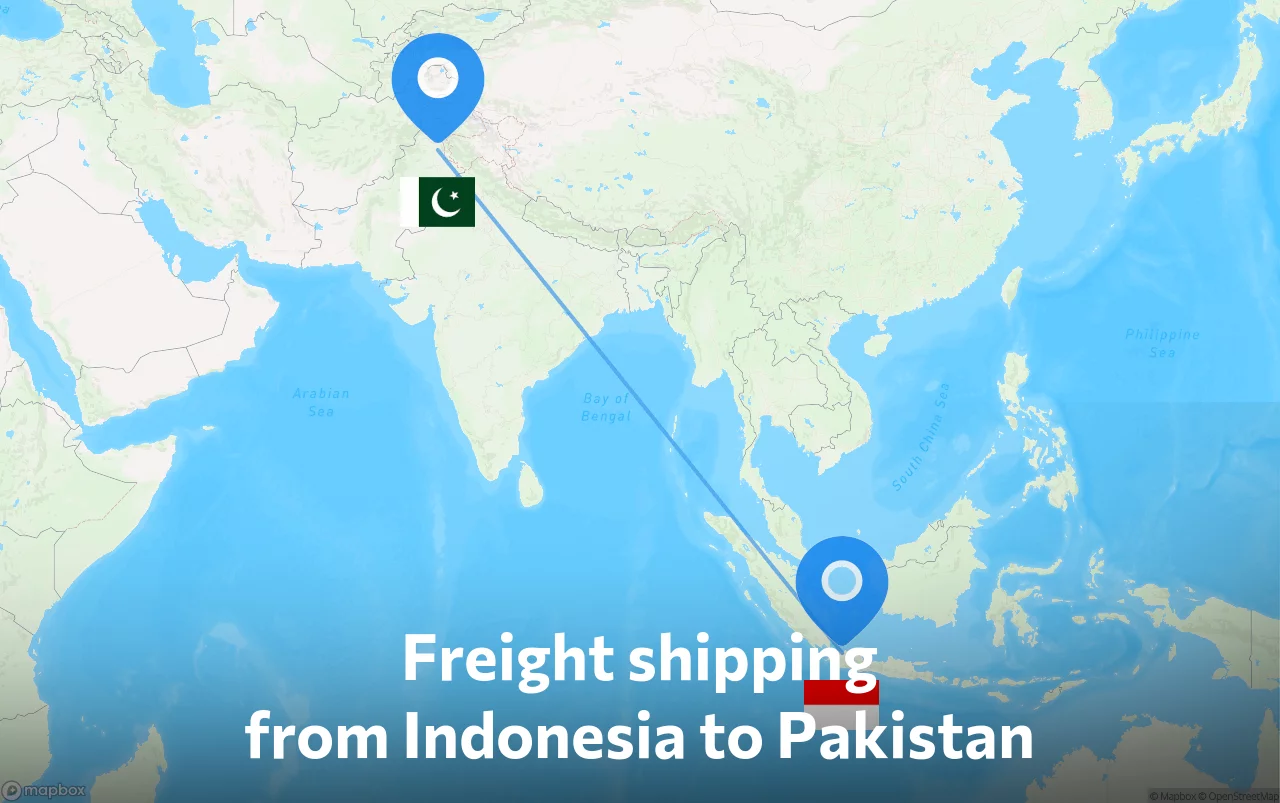 Shipping route from Indonesia to Pakistan
