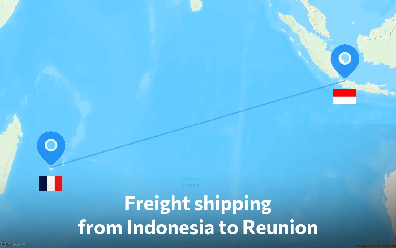 Shipping route from Indonesia to Reunion