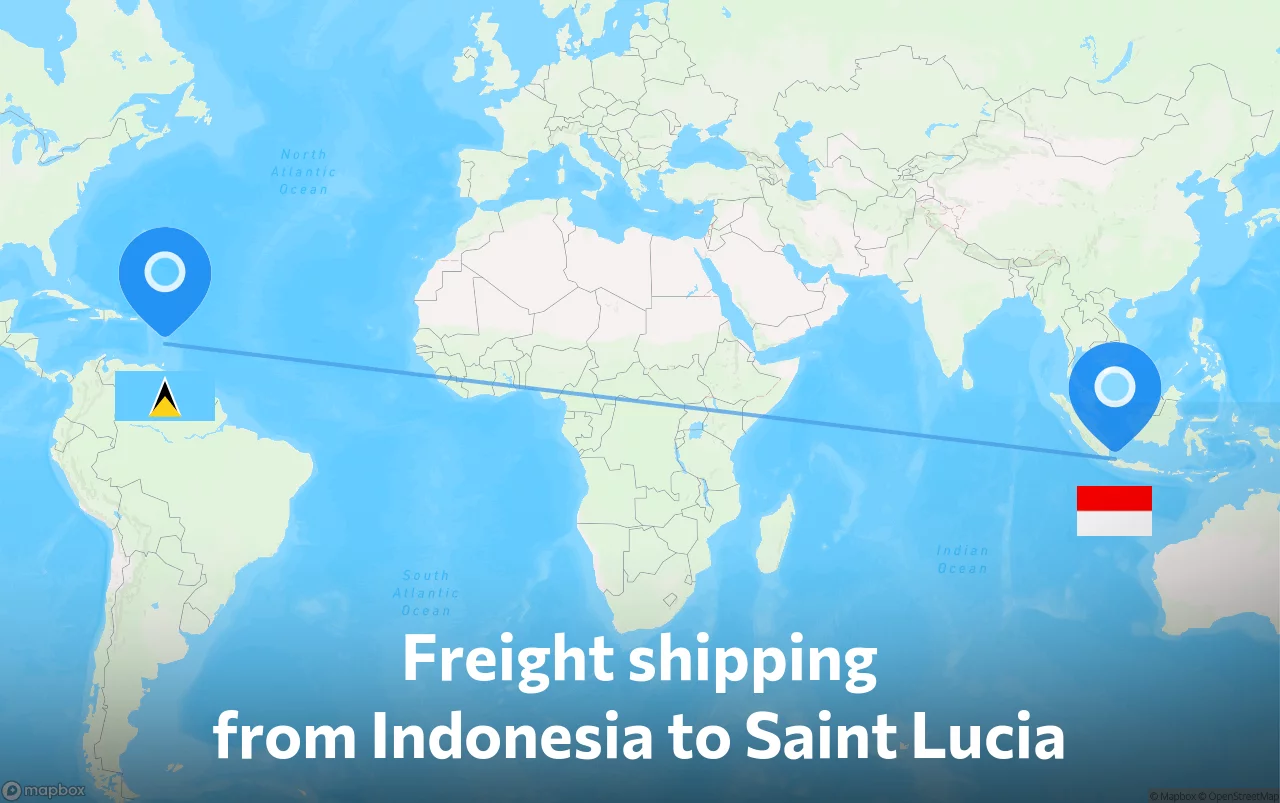 Shipping route from Indonesia to Saint Lucia