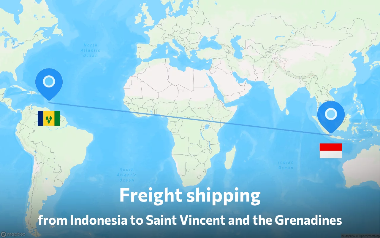 Shipping route from Indonesia to Saint Vincent and the Grenadines
