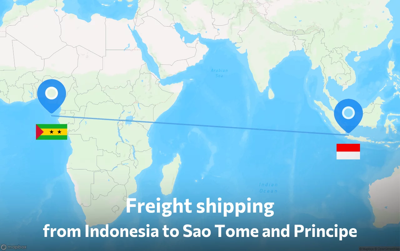Shipping route from Indonesia to Sao Tome and Principe