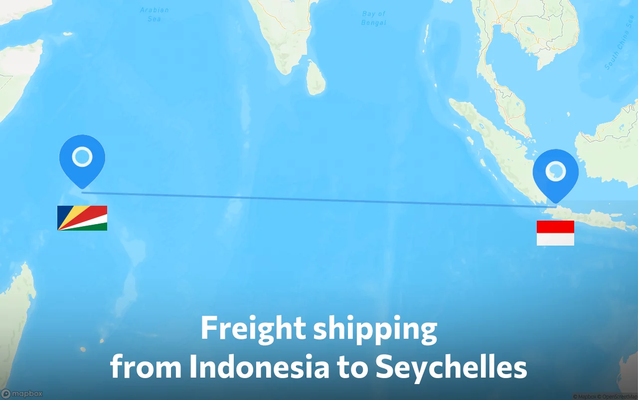 Shipping route from Indonesia to Seychelles