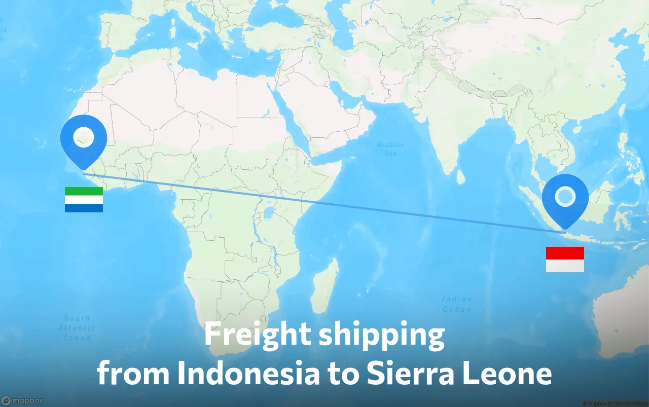 Shipping route from Indonesia to Sierra Leone