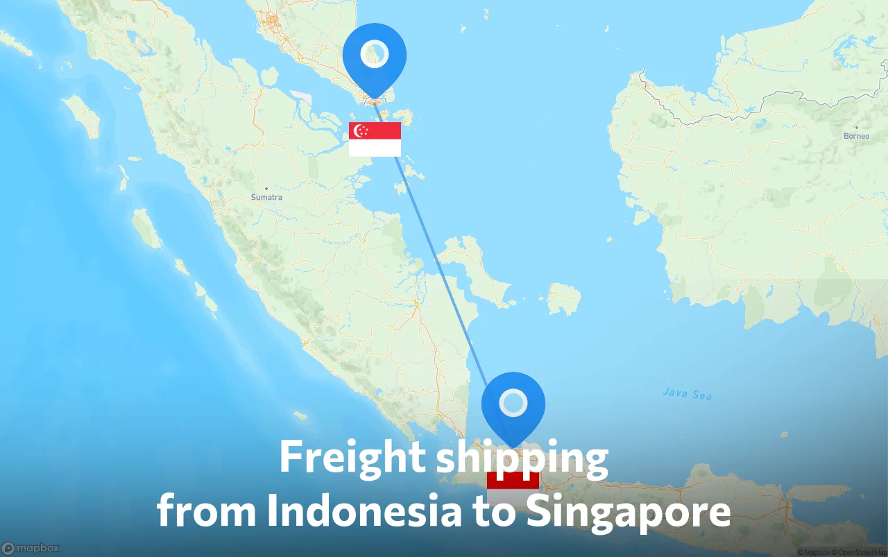 Shipping route from Indonesia to Singapore