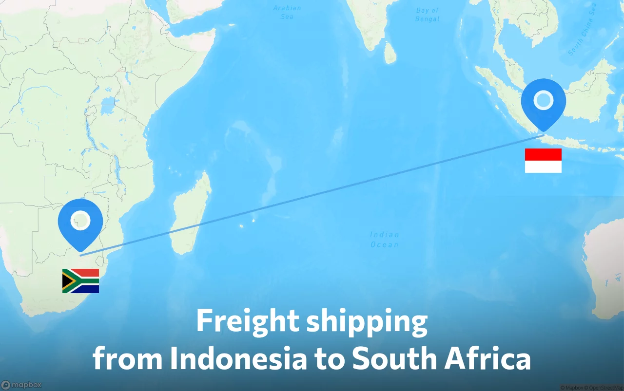 Shipping route from Indonesia to South Africa