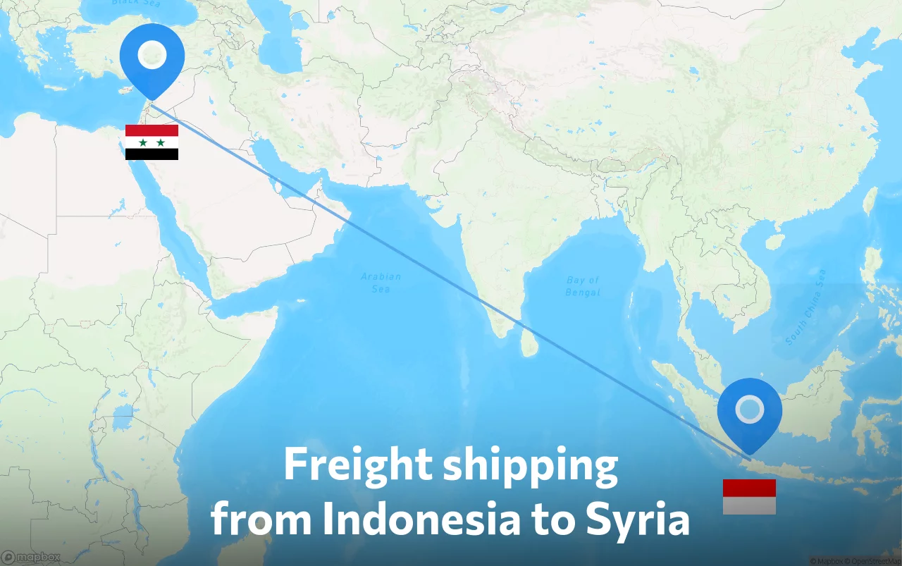 Shipping route from Indonesia to Syria