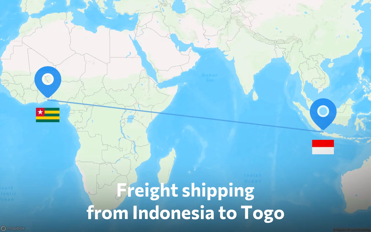 Shipping route from Indonesia to Togo