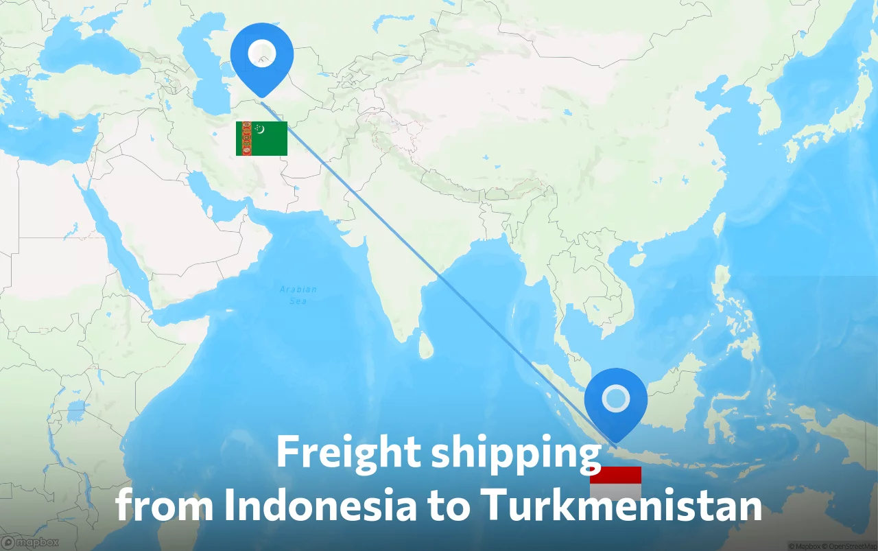 Shipping route from Indonesia to Turkmenistan