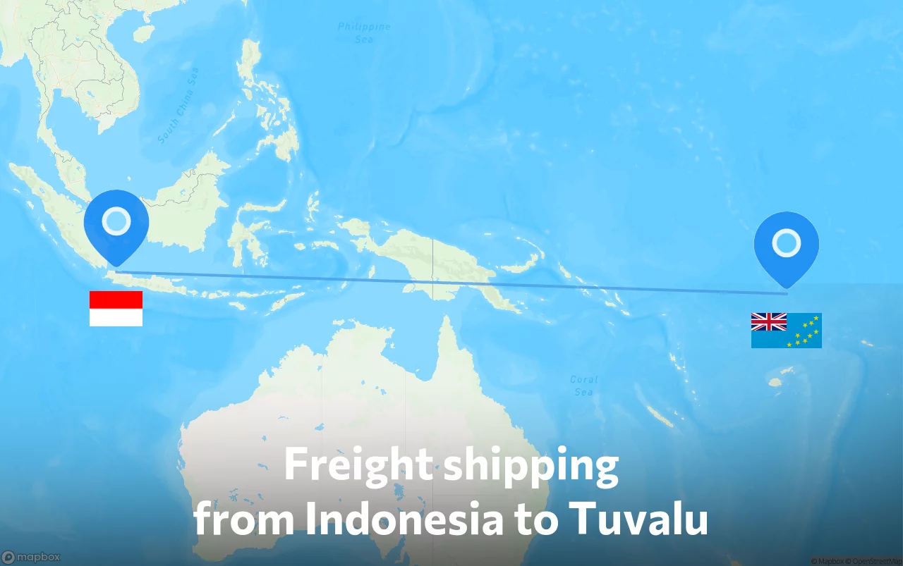 Shipping route from Indonesia to Tuvalu