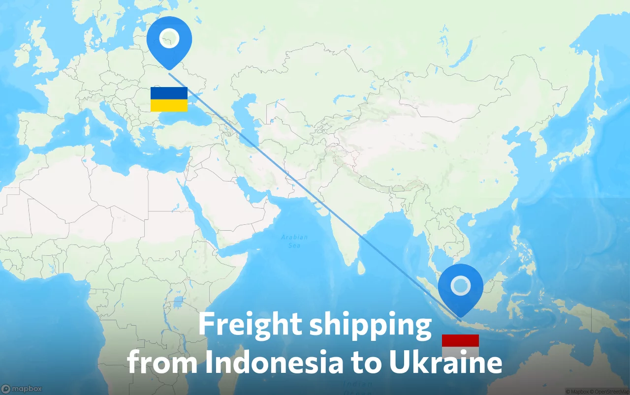 Shipping route from Indonesia to Ukraine