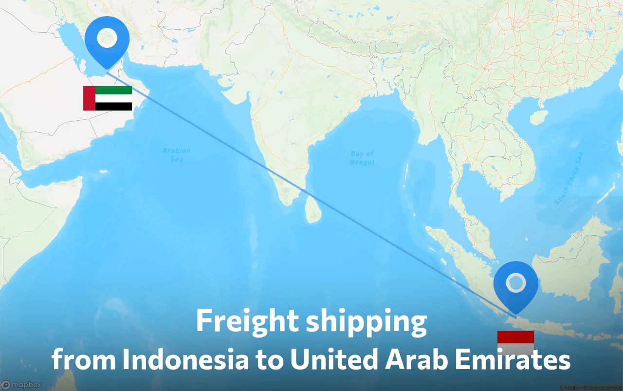 Shipping route from Indonesia to United Arab Emirates