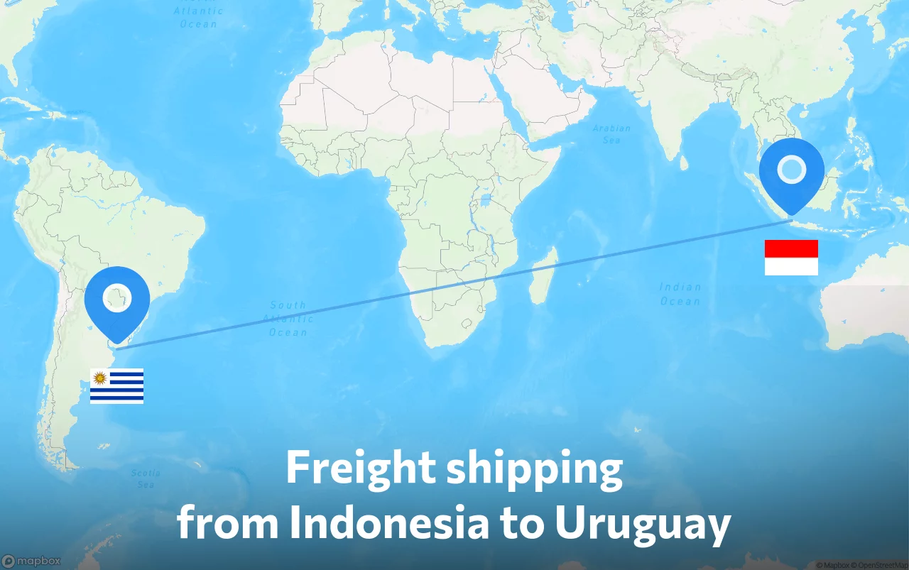 Shipping route from Indonesia to Uruguay
