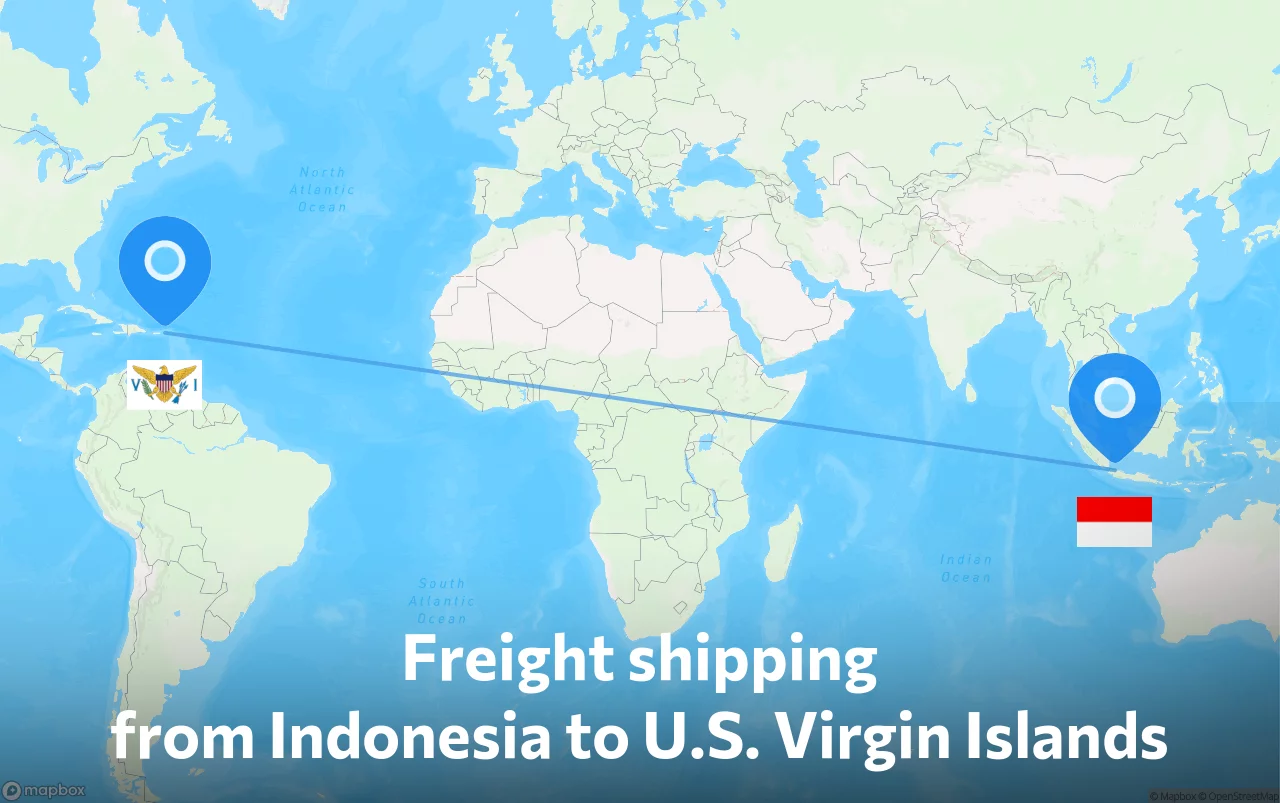Shipping route from Indonesia to U.S. Virgin Islands