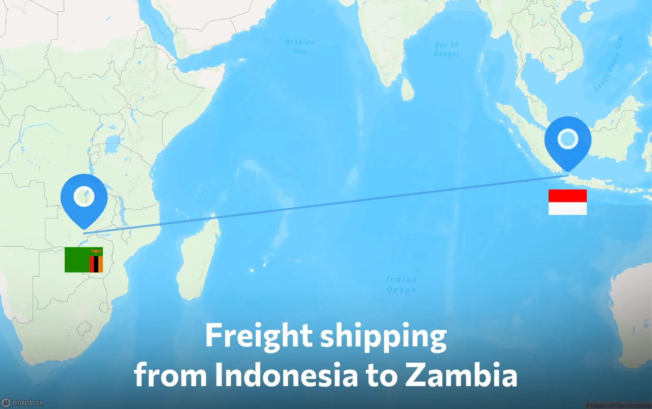 Shipping route from Indonesia to Zambia