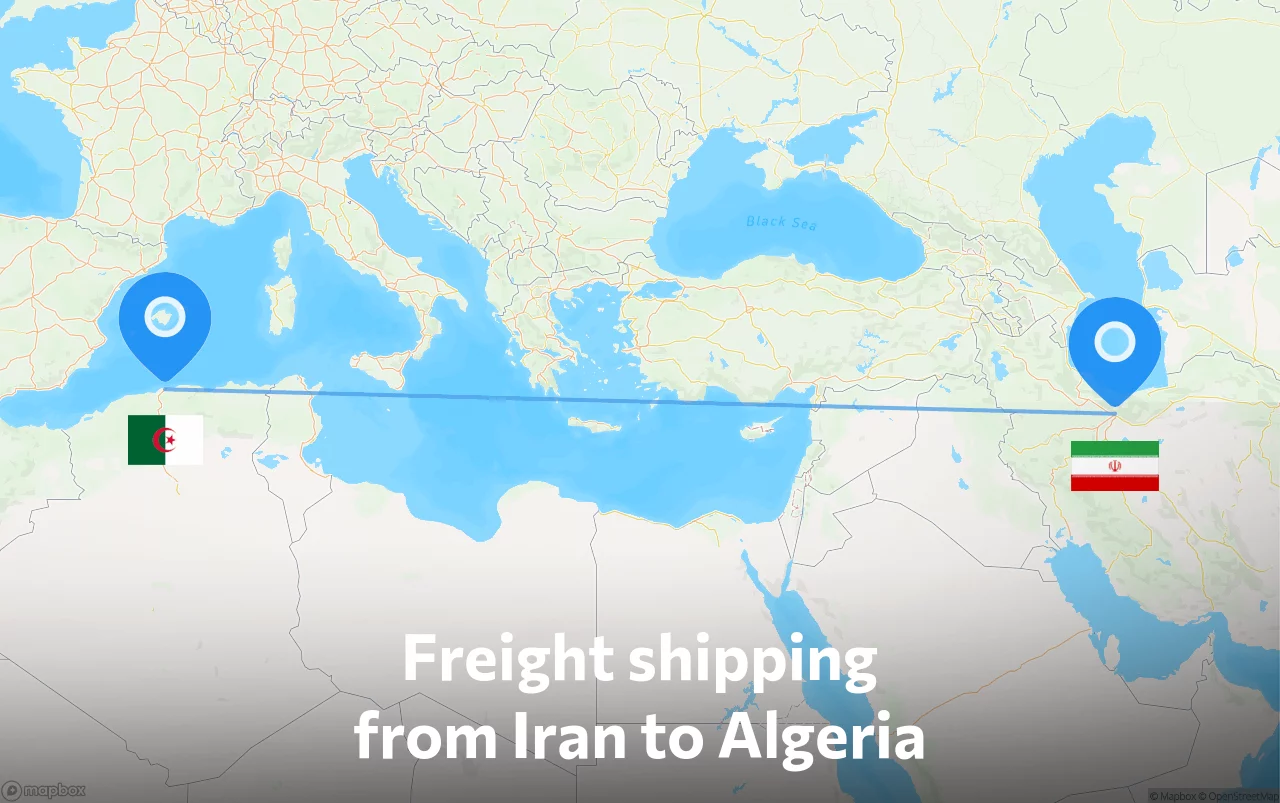 Shipping route from Iran to Algeria