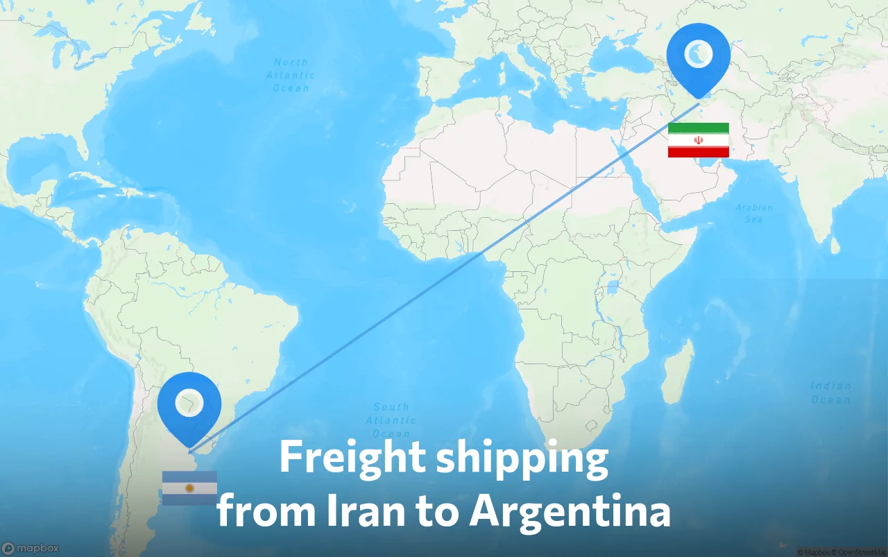 Shipping route from Iran to Argentina