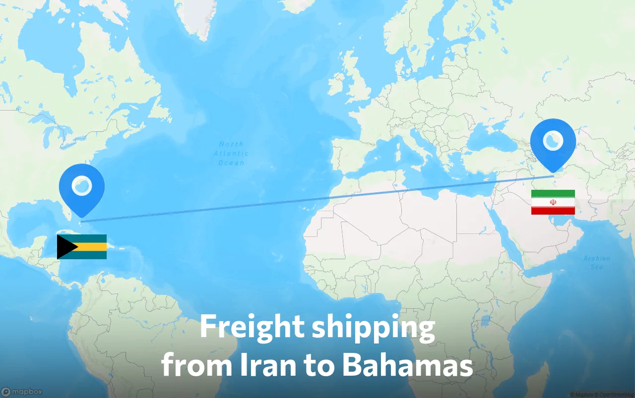 Shipping route from Iran to Bahamas