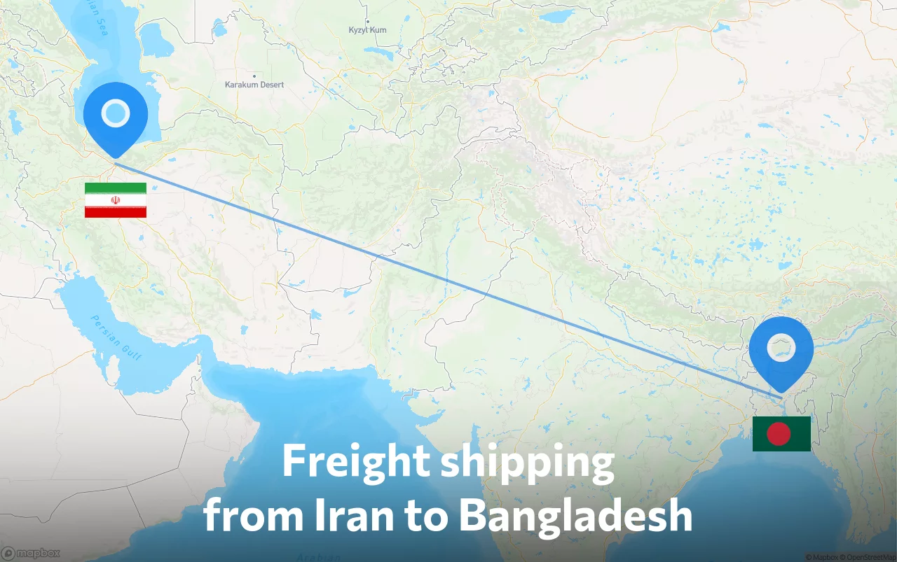 Shipping route from Iran to Bangladesh