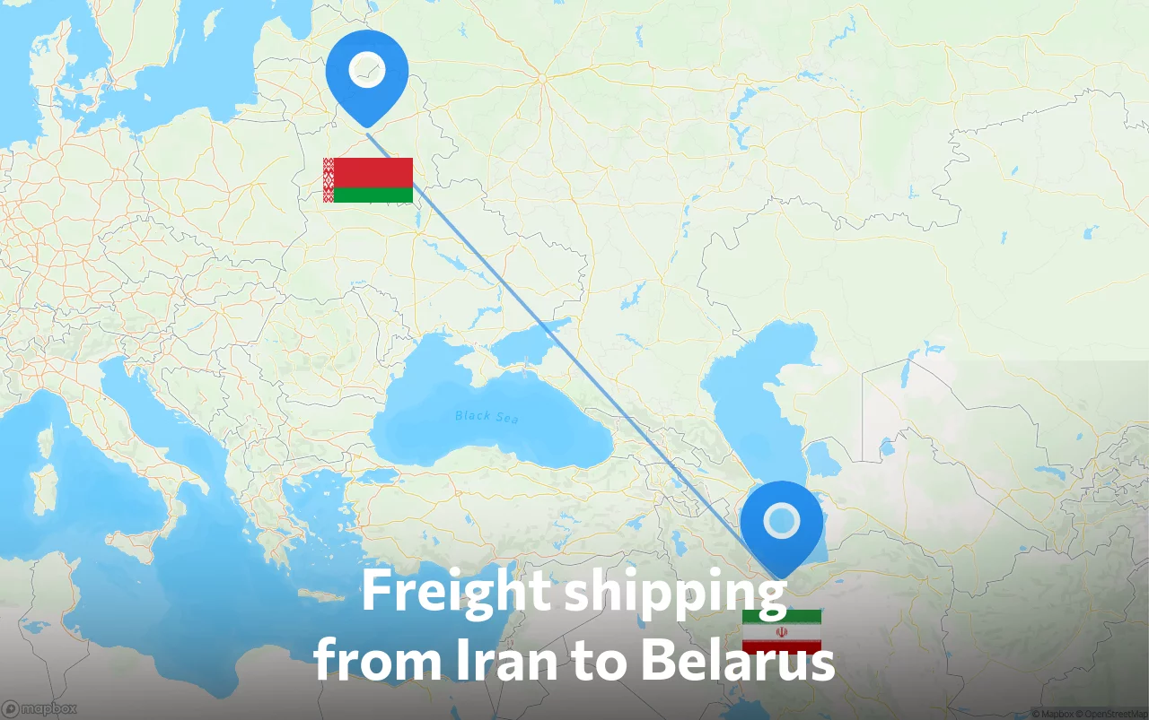 Shipping route from Iran to Belarus
