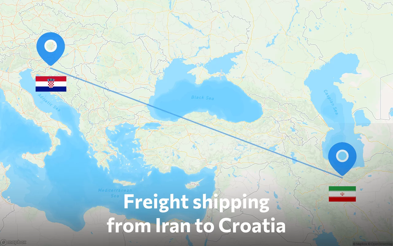 Shipping route from Iran to Croatia