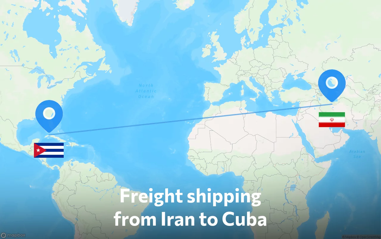Shipping route from Iran to Cuba