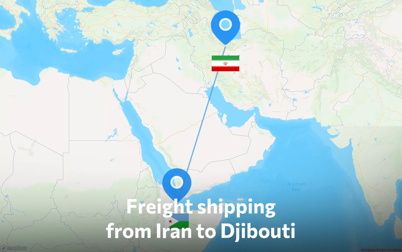 Shipping route from Iran to Djibouti
