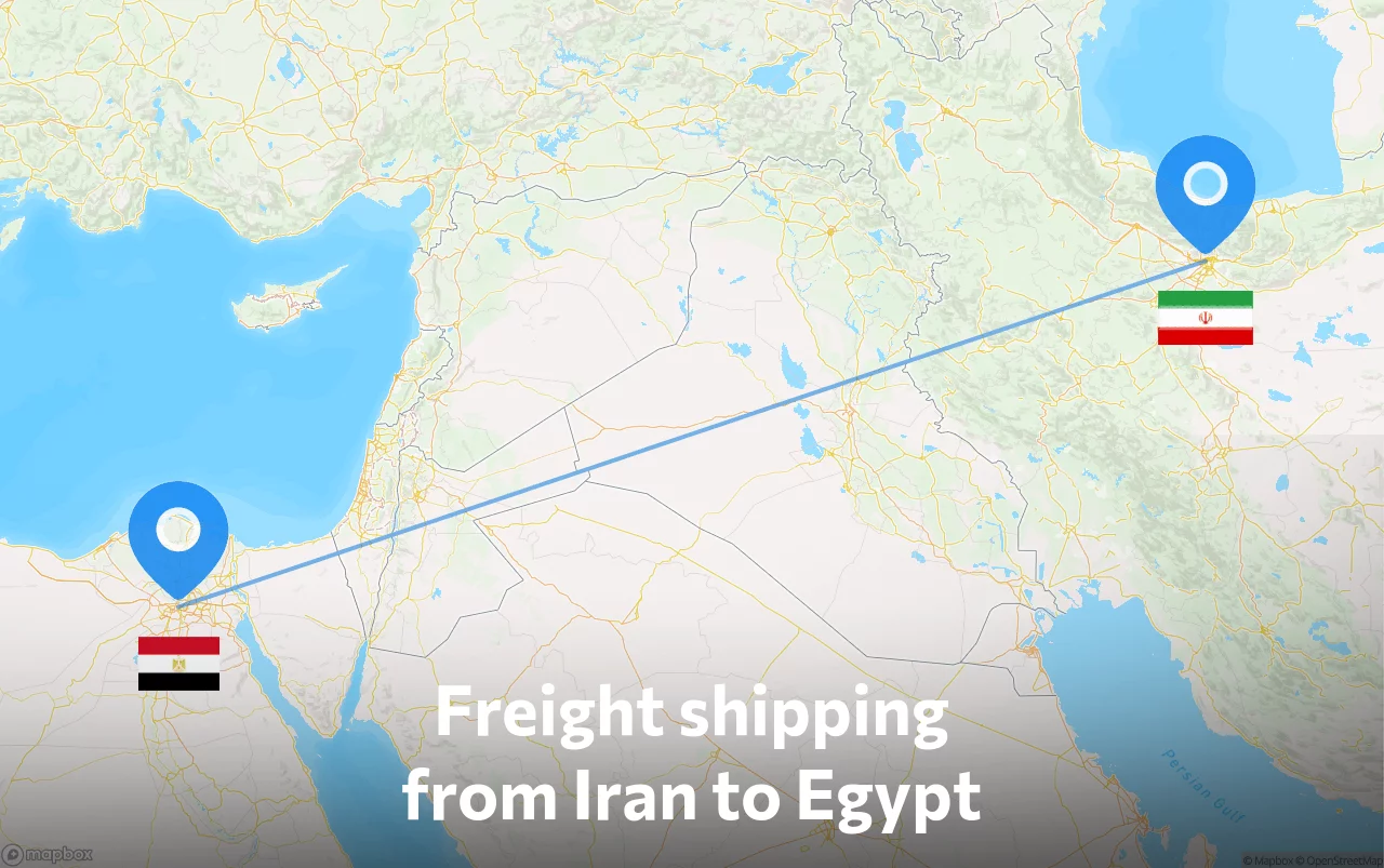 Shipping route from Iran to Egypt