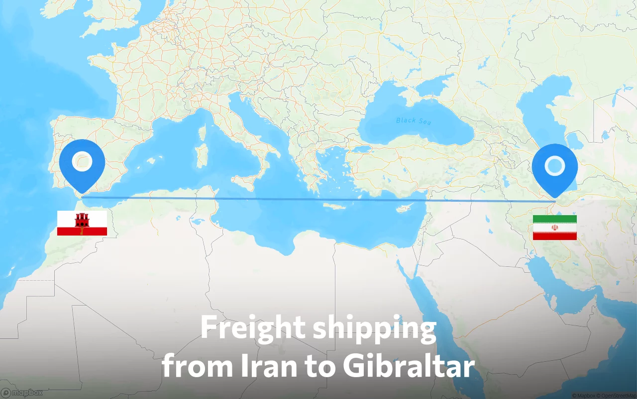 Shipping route from Iran to Gibraltar