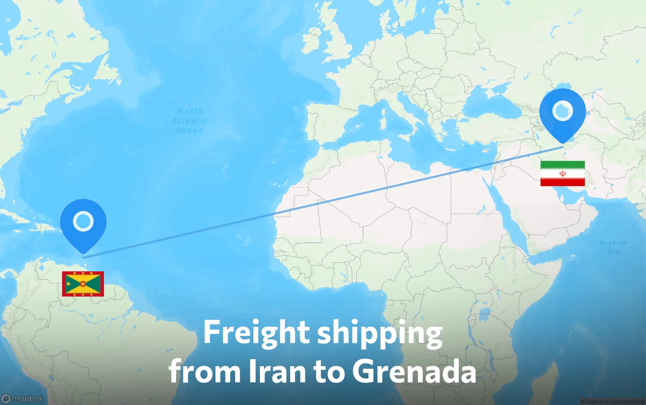 Shipping route from Iran to Grenada