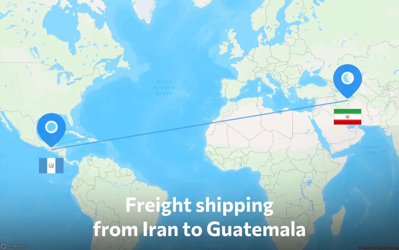 Shipping route from Iran to Guatemala