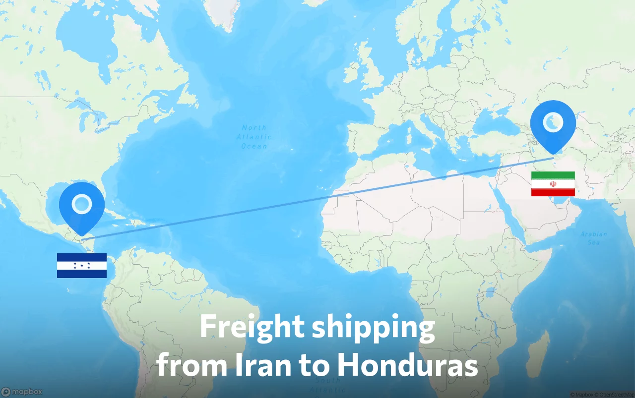 Shipping route from Iran to Honduras