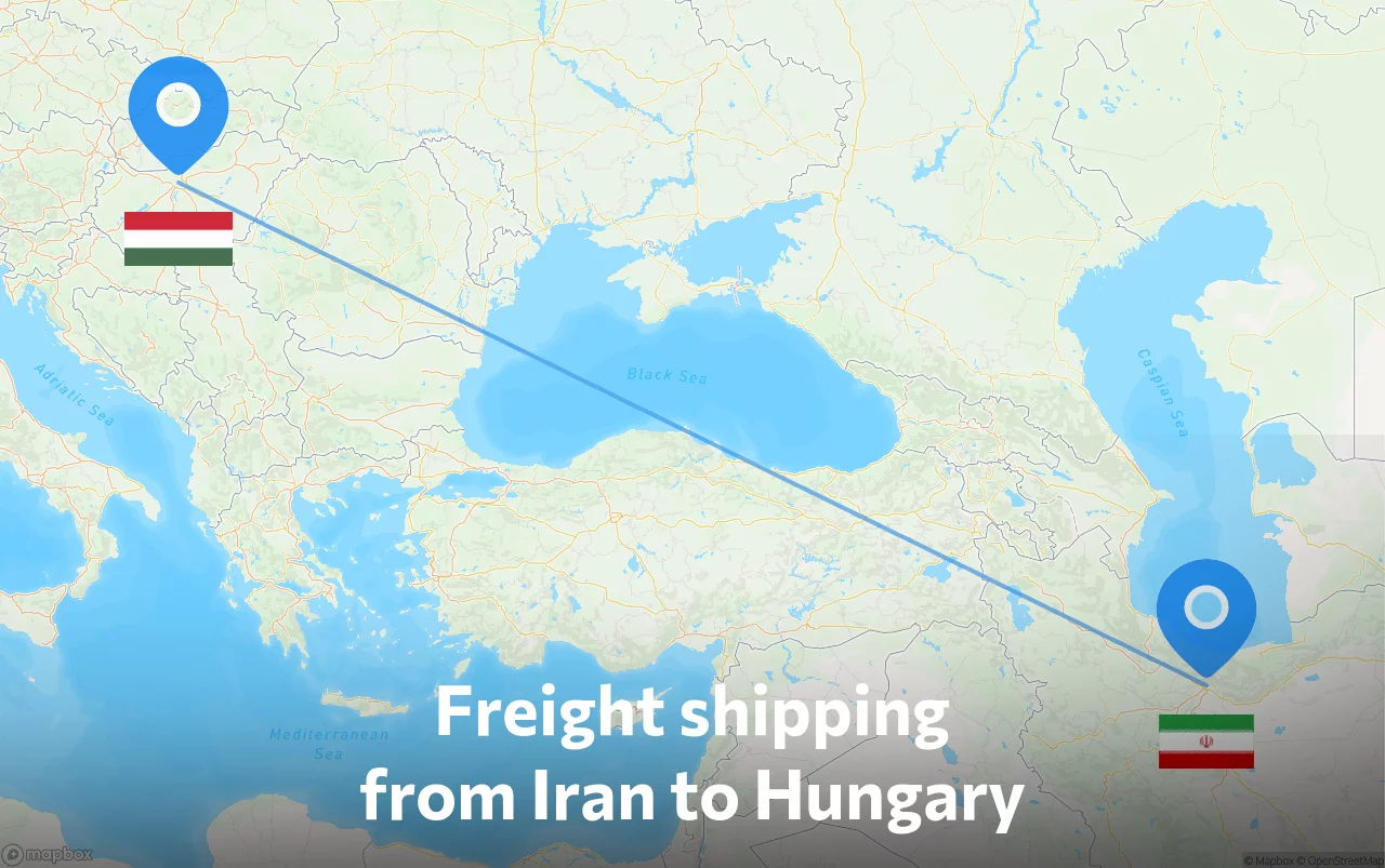 Shipping route from Iran to Hungary