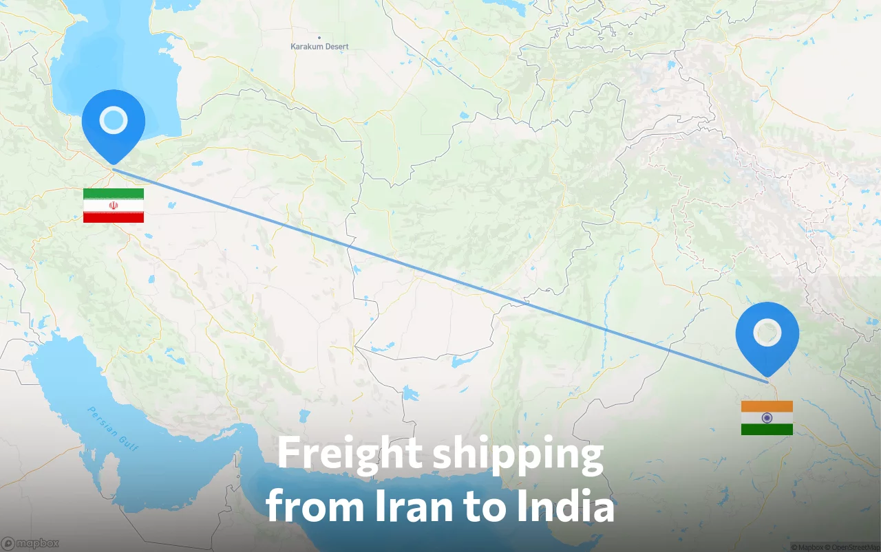 Shipping route from Iran to India