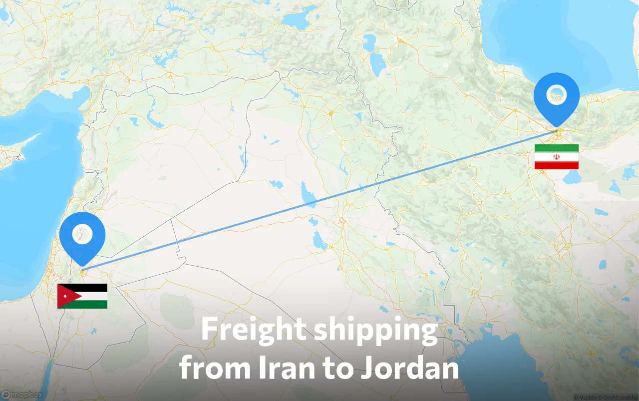 Shipping route from Iran to Jordan