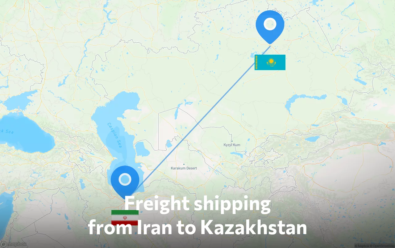 Shipping route from Iran to Kazakhstan