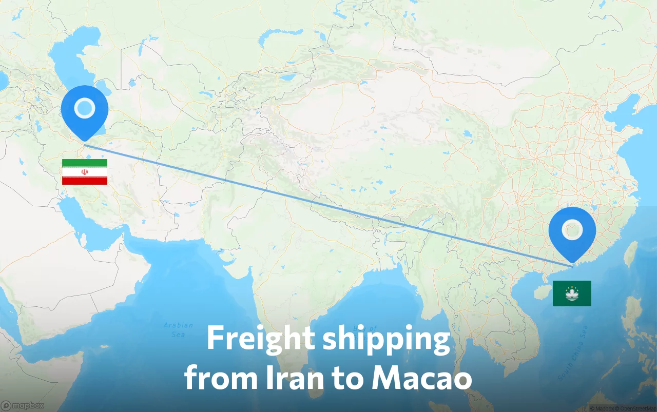 Shipping route from Iran to Macao