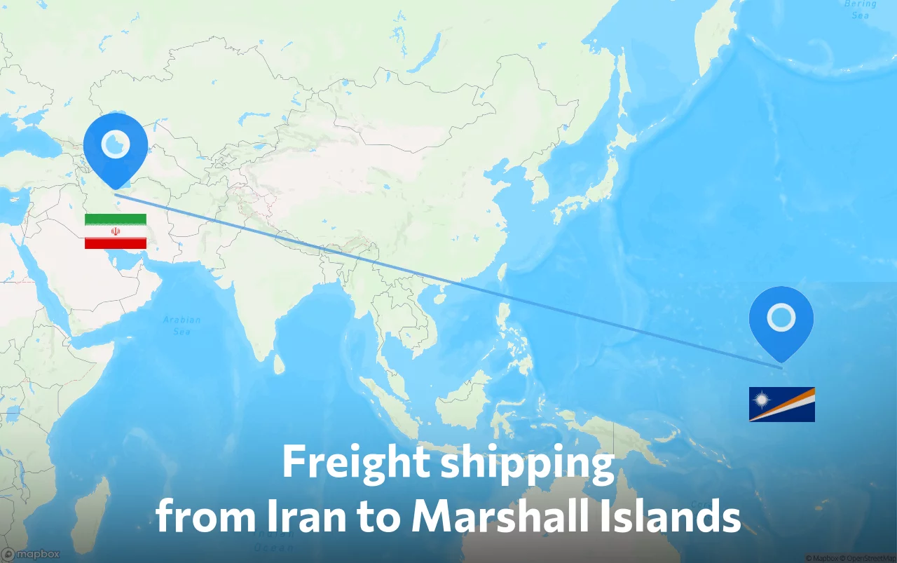 Shipping route from Iran to Marshall Islands